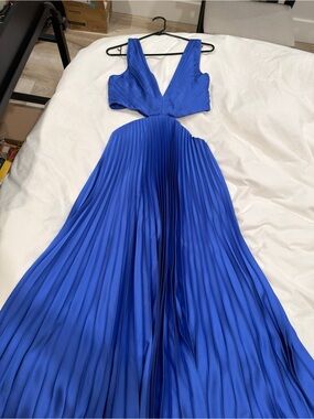chinese dress ladies Stolen Stores Halter Bias Maxi Slip Dress in Cobalt
